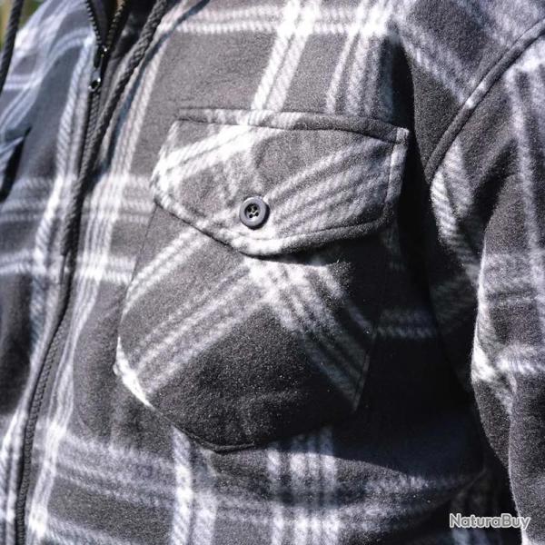 Chemise polaire à capuche 4 poches sherpa marron rouge M à 3XL Rouge