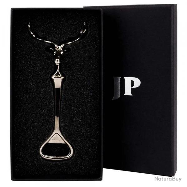 Dcapsuleur cerf en mtal zinc argent 13cm 180g