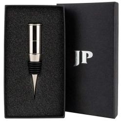 Bouchon de bouteille de vin cartouche m&eacute;tal argent&eacute; noir 11cm