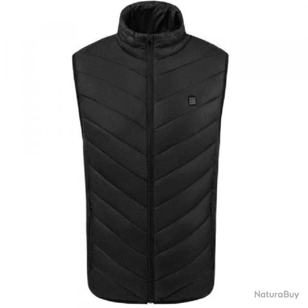 Gilet chauffant 3 niveaux polyester noir M  2XL 75x46x4cm