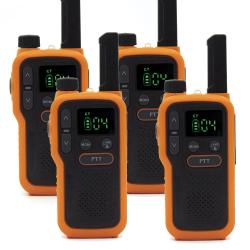 Lot de 4 Talkie-walkie 16 canaux autonomie 18h orange et noir