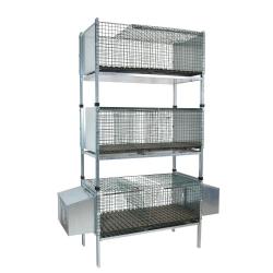 Kit complet 3 cages d'élevage lapin 102 X 50 X 190 cm