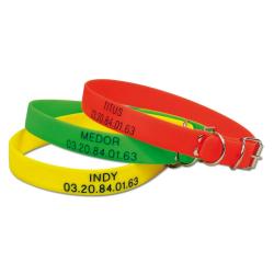 Collier à graver dans la masse PVC 60 X 2,5cm 3 couleurs ajustable Jaune fluo