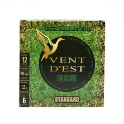 Boite de 25 cartouches bourre jupe 12/70 vent d'est green tempest 6
