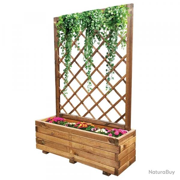 Jardinière bois autoclave classe 3 avec treillis 90x31x140cm