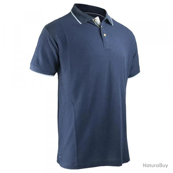 Polo Tonique coupe ajuste col rond coton bleu marine S  3XL XL