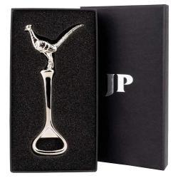 Décapsuleur faisan en métal zinc argenté 12cm 100g