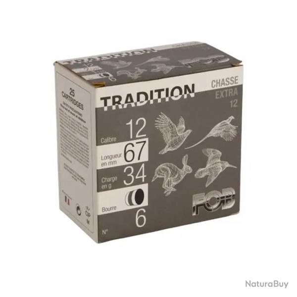Bote de 25 cartouches Tradition bourre jupe 12 BG 34g pb6