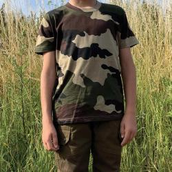 T shirt enfant double piquage 100 coton camo CE 4 à 14 ans