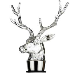 Bouchon de bouteille de vin cerf en métal zinc argenté noir 13cm