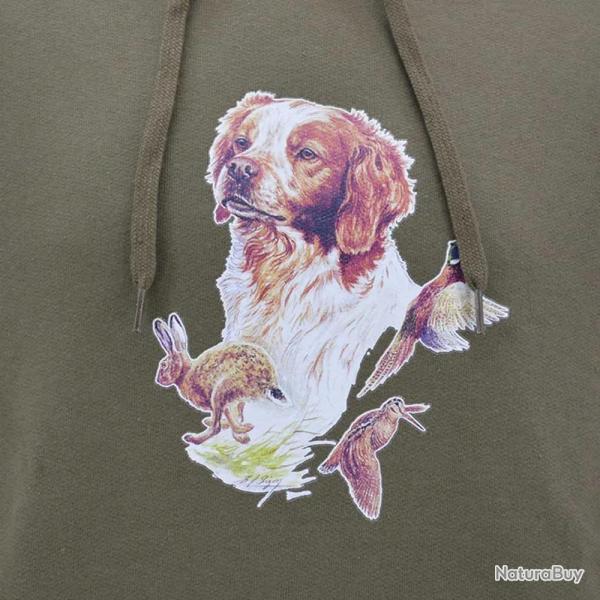 Sweat à capuche kaki épagneul Bartavel® 3XL