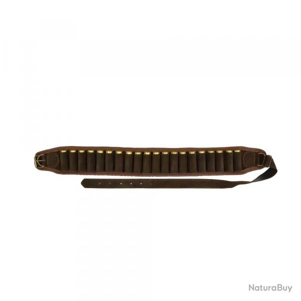 Cartouchière 20 balles cal 12-20 luxe croûte cuir buffle marron Cal. 20