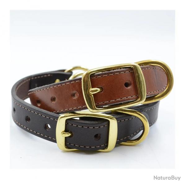 Collier cuir noisette ou chocolat 4 tailles Noisette 4