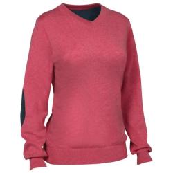 Pull Femme Club ARTHEMIS col V laine coton rose S à 2XL