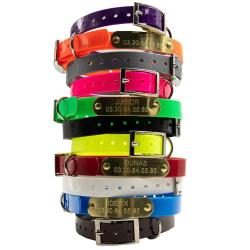 Collier à graver sur plaque BIOGOLD petit chien et chiot 11 couleurs Jaune fluo
