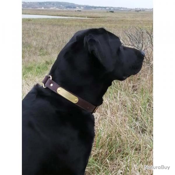 Collier à graver sur plaque laiton cuir chocolat 4 tailles 1