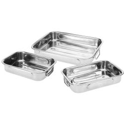 3 Plats à rôtir acier inoxydable avec poignées