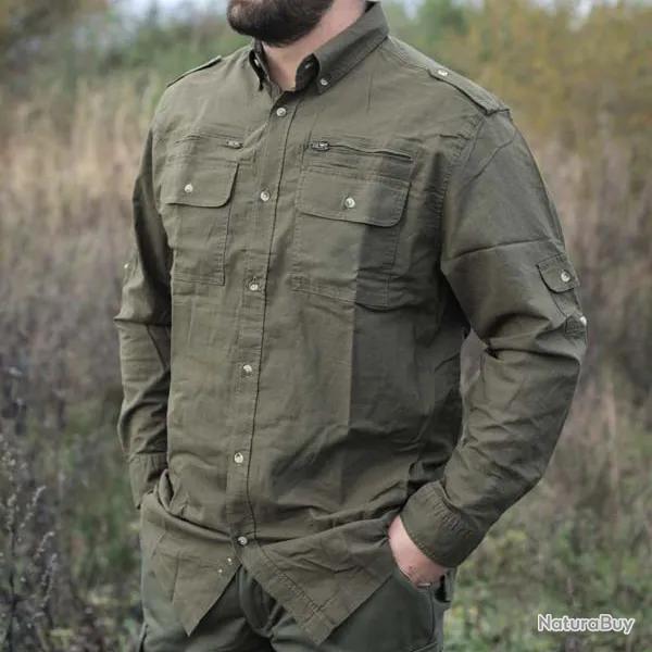 Chemise Authentic respirante multipoches coton kaki S  3XL 2XL