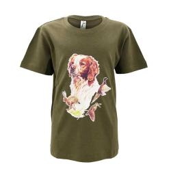 T shirt enfant scène de chasse 100 coton kaki 6 à 12 ans