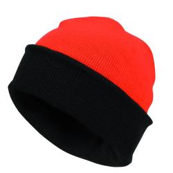 Bonnet chasse r&eacute;versible acrylique bicolore noir orange