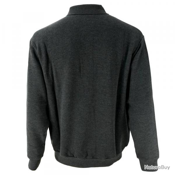 Pull Xeres coton polyester gris anthracite col bleu clair M  3XL L