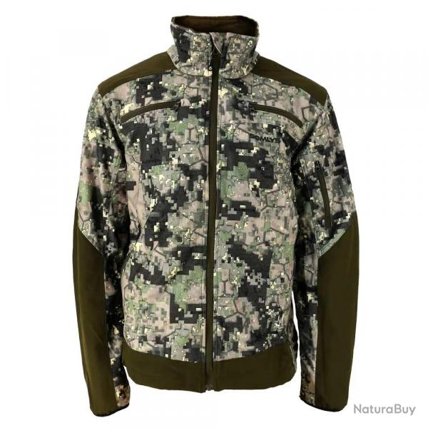 Veste mixte stretch nylon polyester camo digital vert S à 3XL L