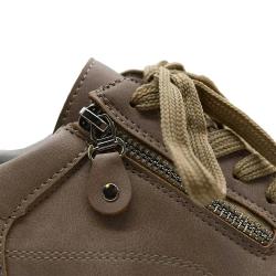 Baskets femme lacet fermeture éclair PU aspect cuir taupe 36 à 41 37