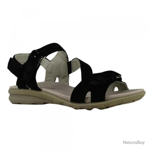 Sandales femme confort scratchs cuir et TPR noir 37
