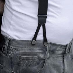 Lot 6 boutons clips bretelles à pattes métal noir