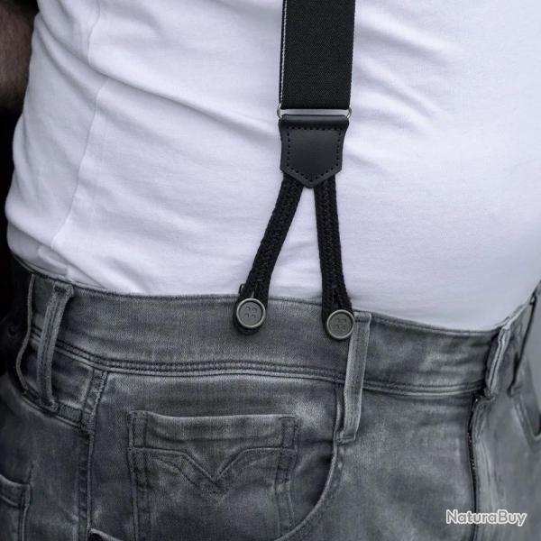 Lot 6 boutons clips bretelles à pattes métal noir