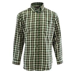 Chemise chasse à carreaux boutons coton tissé fond vert S à 4XL 3XL