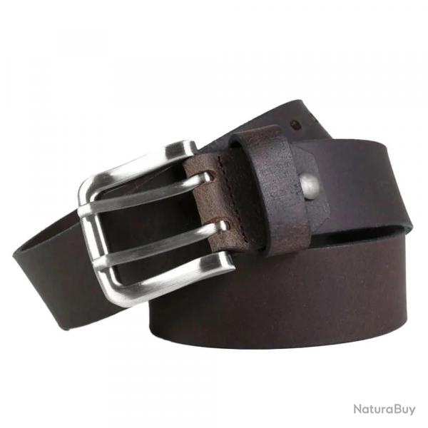 Ceinturon cuir double ardillon marron 130 cm