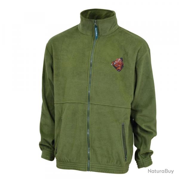 Blouson polaire broderie sanglier 2 poches polyester kaki M à 3XL 2XL