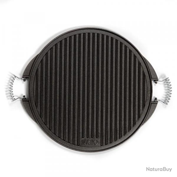 Plancha ronde barbecue réversible fonte émaillée Ø43cm 6-8 pers