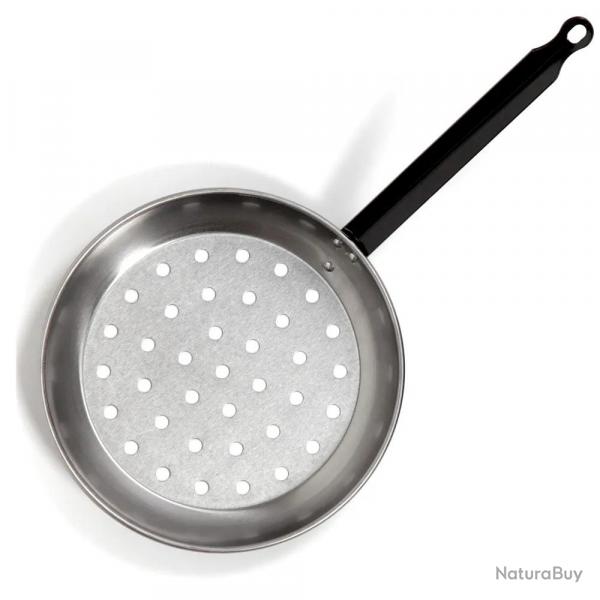 Poêle à marrons fond perforé manche long acier laminé Ø28cm