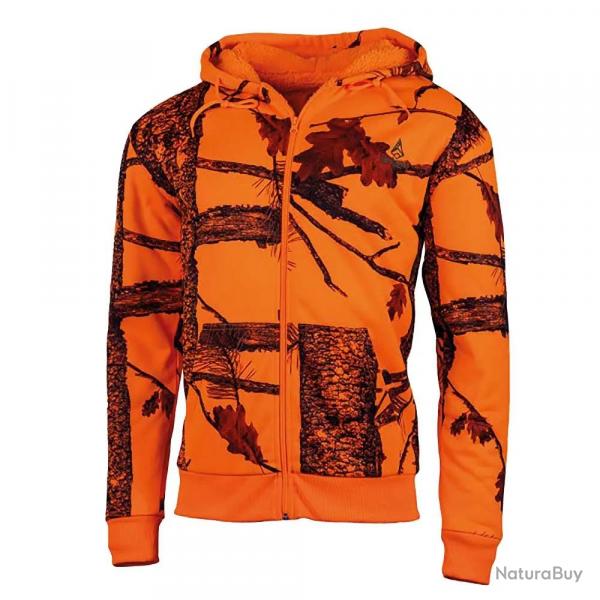 Sweat Capuche Zipp Treeland Fluo Camo Polaire 100 Polyester
