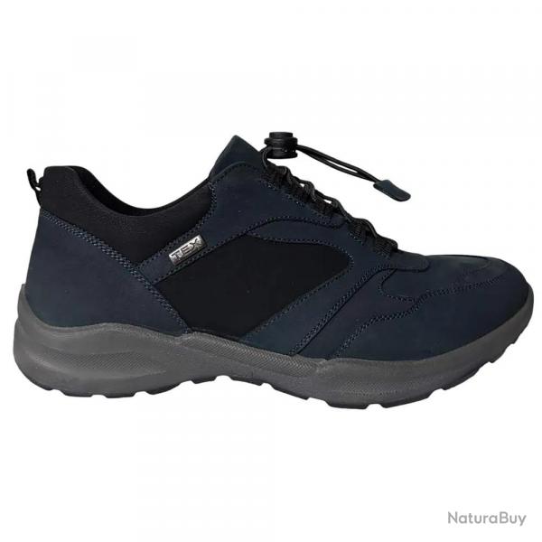 Baskets Duru cuir bleu marine impermables fermeture lastique 40