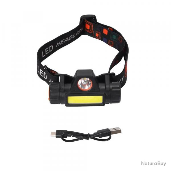 Lampe frontale 2 en 1 LED rechargeable tanche randonne