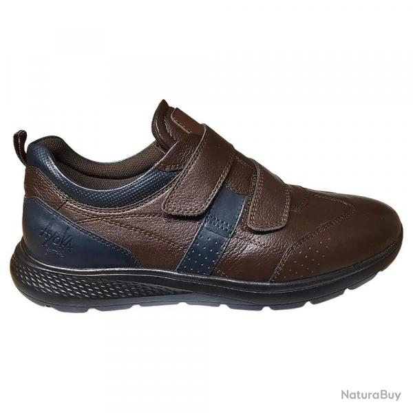Baskets cuir scratch double velcro Strech semelle PVC 46