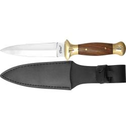 Couteau Boot 9" lame inox 11cm manche bois étui cuir L23cm