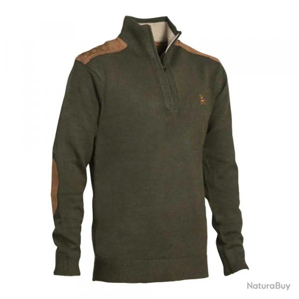 Pull Fox Zipp Kaki Acrylique Laine Empicements Sudine