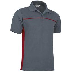 Polo Thunder gris-rouge 50% polyester/coton 2 boutons col L