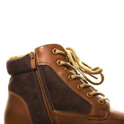 Bottines &agrave; lacets marron PU microfibre doublure polaire 42