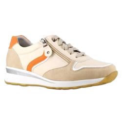 Baskets zip beige/orange PU doublure microfibre du 37 au 41 37