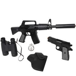 Set police enfant 5 accessoires mitraillette pistolet jumelles