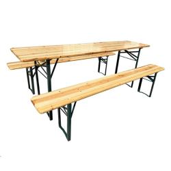 Table Extérieure en Pin Massif 177 cm avec 2 Bancs Bois / métal 1 x 5 m