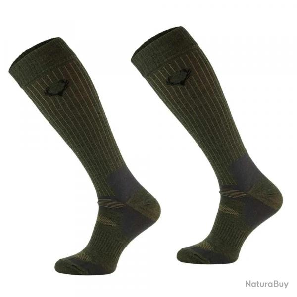 Chaussettes hautes cerf kaki laine mrino 40% - Mixte 47 / 50