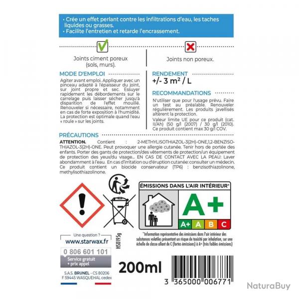 Impermabilisant joints poreux 200ml Starwax