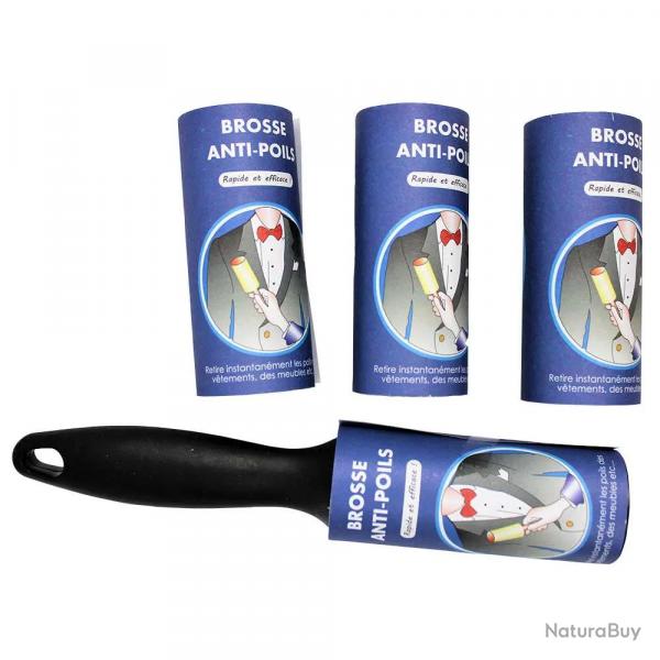 Brosse adhsive + 3 recharges anti-peluches nettoyage textile