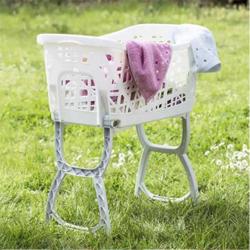 Panier à linge sur pieds - Corbeille textile rangement linge